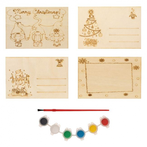 Produse art & craft-Lucru manual - Set pentru activitati crafts din lemn-Tablite de colorat pentru Craciun