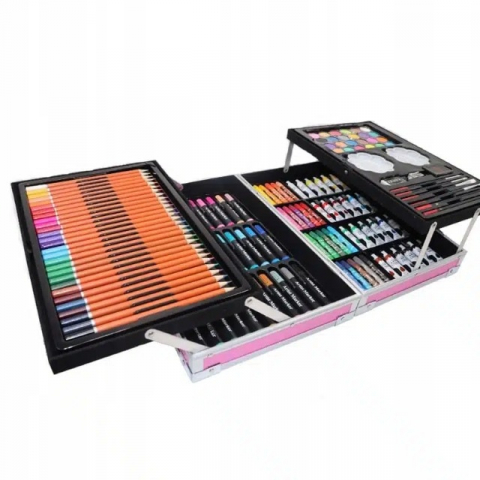 Set pentru desen si pictura in cutie tip servieta cu 145 piese,design fetite, +3 ani [3]