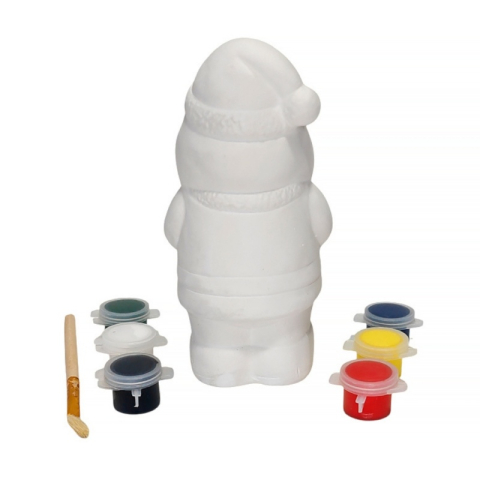 Set pentru pictat ceramica suport lumanare Mos Craciun, pensula si 6 culori [1]