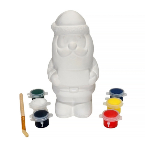 Set pentru pictat ceramica suport lumanare Mos Craciun, pensula si 6 culori [0]