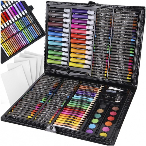 Produse art & craft-Lucru manual - Set pictura si desen cu 168 piese in cutie tip servieta din plastic, negru