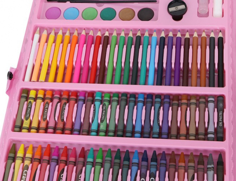 Set pictura si desen cu 168 piese in cutie tip servieta din plastic, roz [6]