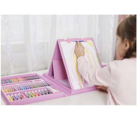 Set pictura si desen cu 208 piese in cutie tip servieta din plastic, roz [9]