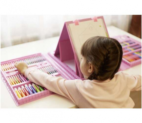 Set pictura si desen cu 208 piese in cutie tip servieta din plastic, roz [10]