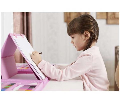 Set pictura si desen cu 208 piese in cutie tip servieta din plastic, roz [11]