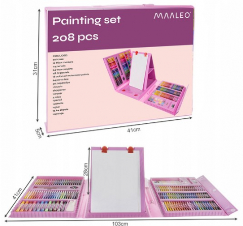 Set pictura si desen cu 208 piese in cutie tip servieta din plastic, roz [7]