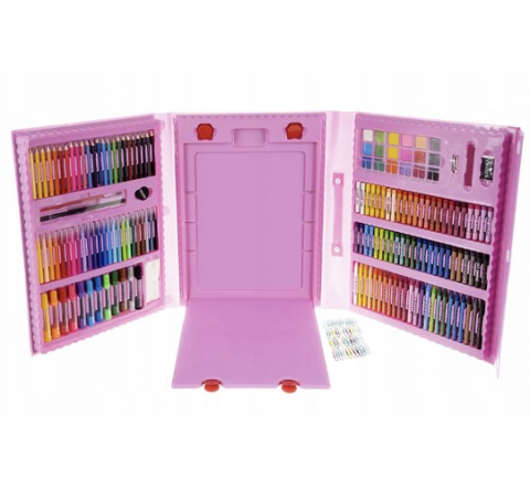 Set pictura si desen cu 208 piese in cutie tip servieta din plastic, roz [3]