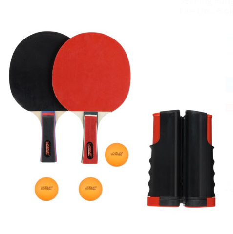 Jucării exterior pentru copii - Set ping pong cu fileu pliabil, 2 jucatori, 6 piese