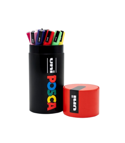 Set Posca 13 markere cu 3 tipuri de varfuri in cutie metalica rotunda [2]