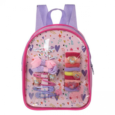 Jocuri si articole copii - Set rucsac transparent cu accesorii par incluse