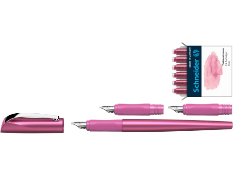 Set Schneider Callissima stilou caligrafie cu 2 capete de scriere si 6 rezerve cerneala,corp Roz [2]