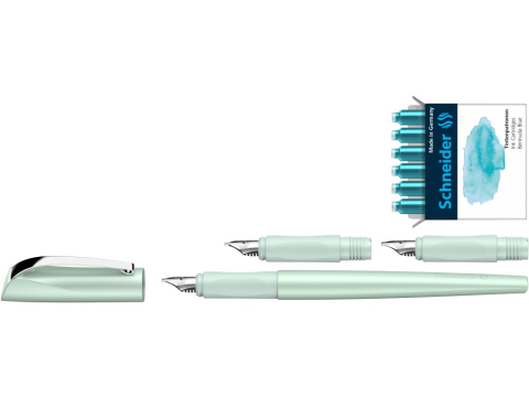 Set Schneider Callissima stilou caligrafie cu 2 capete de scriere si 6 rezerve cerneala,corp Verde Menta [2]