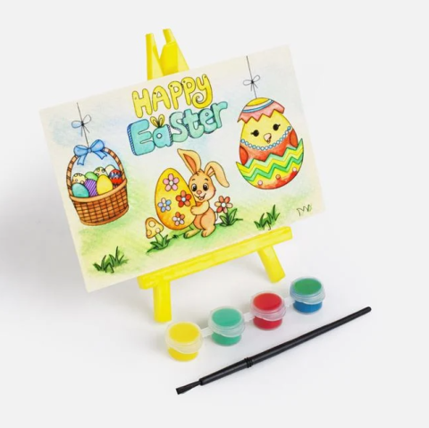 Set sevalet plastic cu tablita pentru pictat Paste, pensula si culori, 10x15 cm [1]