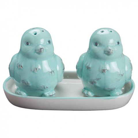Articole pentru depozitare & organizare - Set solnita sare si piper design pasare,ceramica, 8 cm-2 piese