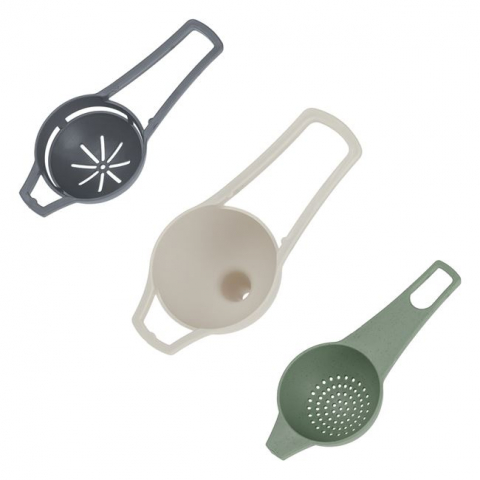 Articole Bucatarie - Set strecuratoare si palnii din plastic,3 bucati/set