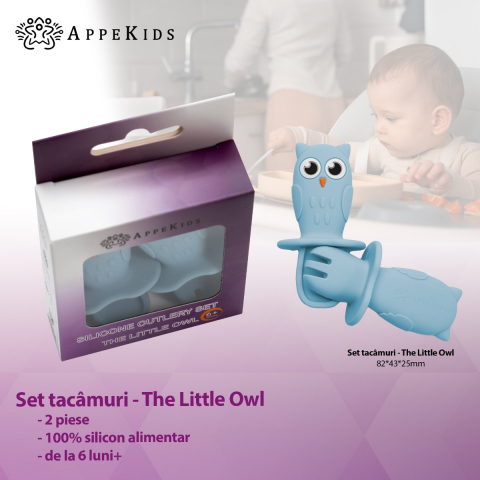 Set Tacamuri din silicon, AppeKids, OWL - Aqua Blue [1]