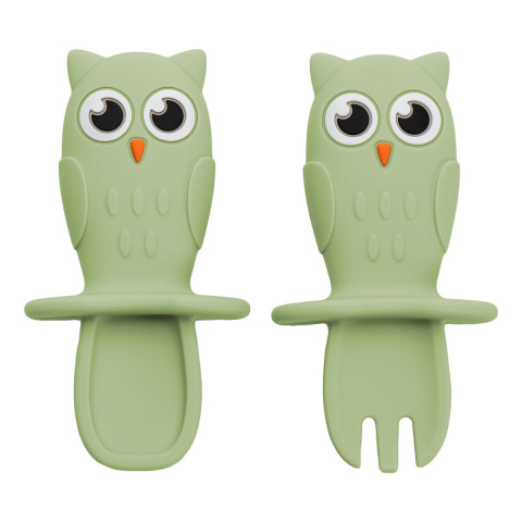 Set Tacamuri din silicon, AppeKids, OWL - Raw Green [4]