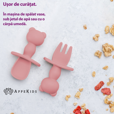 Set Tacamuri din silicon, AppeKids, The Little Bear - Old Rose [2]