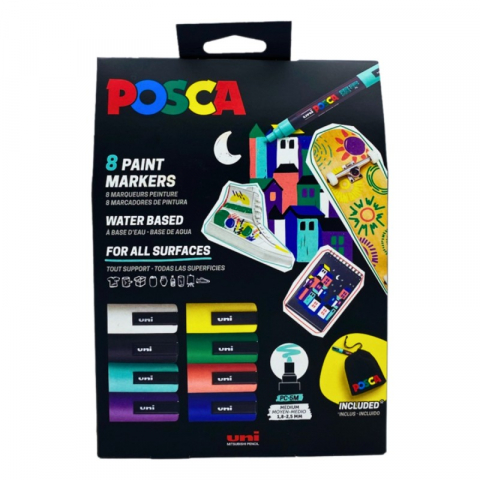Set Xmas 2024 Posca 8 markere PC-5M  si saculet textil cu logo-Editie limitata [3]