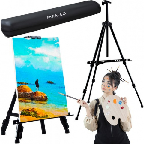 Produse art & craft-Lucru manual - Sevalet metalic reglabil pentru pictura cu husa depozitare inclusa,negru, 77-160 cm
