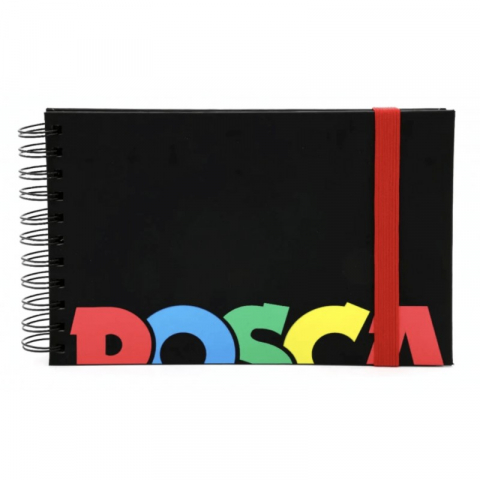 Produse art & craft-Lucru manual - Sketchbook UNI Posca 1, A5, 96pag, cu spira, 3 tipuri de hartie (negru / alb / kraft) 100g/m2