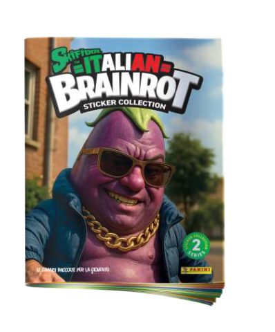 Jocuri si articole copii - Skifidol Italian Brainrot colectie de stickere, albumul colectiei Panini