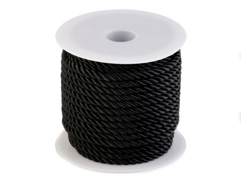 Panglici si snururi decorative - Snur rasucit pentru activitati de lucru manual, negru, 3 mm x 3.5 m