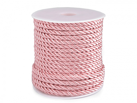 Panglici si snururi decorative - Snur rasucit pentru activitati de lucru manual,roz deschis, 3 mm x 3.5 m