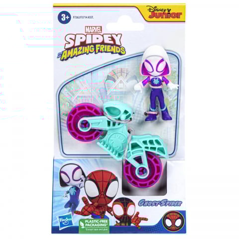 Figurine cu eroi si personaje - SPIDERMAN SET MOTOCICLETA SI FIGURINA GHOST SPIDER 6CM