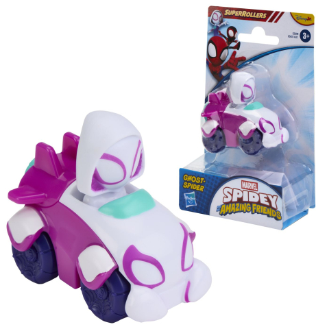 SPIDEY SI PRIETENII LUI UIMITORI MARVEL SUPER ROLLERS SET FIGURINA GHOST SPIDER CU VEHICUL 5.5CM [4]