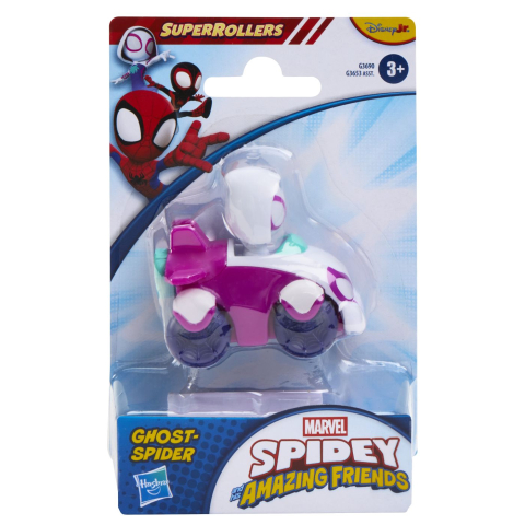 Vehicule și mașinuțe - SPIDEY SI PRIETENII LUI UIMITORI MARVEL SUPER ROLLERS SET FIGURINA GHOST SPIDER CU VEHICUL 5.5CM
