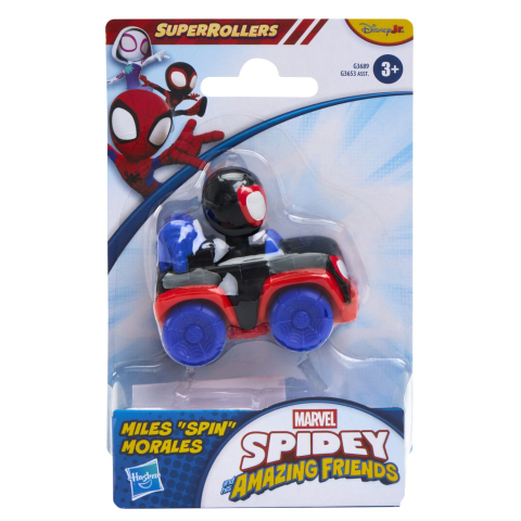 Vehicule și mașinuțe - SPIDEY SI PRIETENII LUI UIMITORI MARVEL SUPER ROLLERS SET FIGURINA MILES MORALES CU VEHICUL 5.5CM