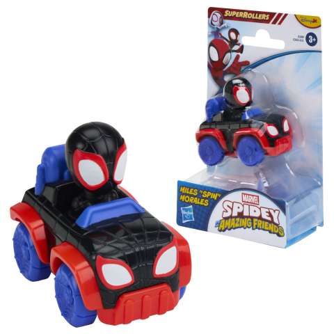 SPIDEY SI PRIETENII LUI UIMITORI MARVEL SUPER ROLLERS SET FIGURINA MILES MORALES CU VEHICUL 5.5CM [4]