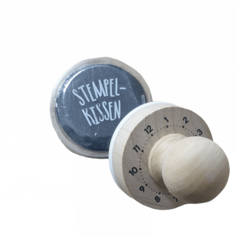 Produse art & craft-Lucru manual - Stampila cu tusiera tip ceas pentru copii,lemn,natur,5x4 cm