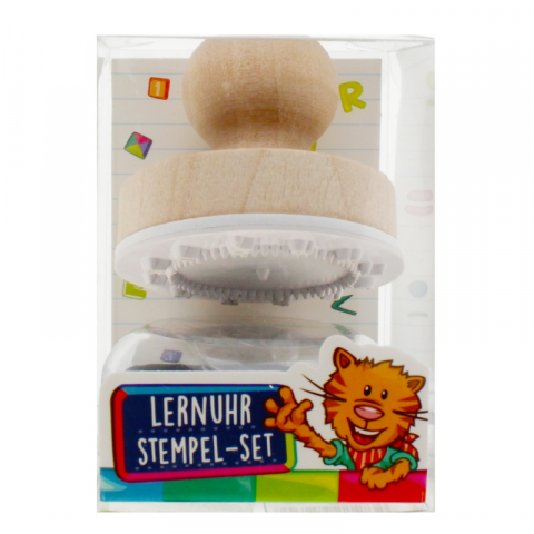 Stampila cu tusiera tip ceas pentru copii,lemn,natur,5x4 cm [1]