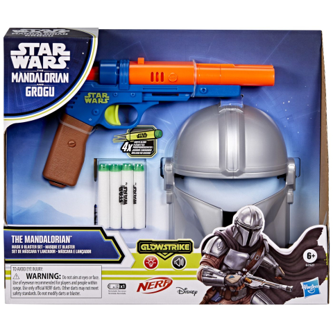 Figurine cu eroi si personaje - STAR WARS MANDALORIANUL SI GROGU SET BLASTER SI MASCA MANDALORIANUL CU LUMINI SI SUNETE