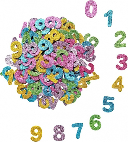 Abtibilduri,Autocolante si Stickere - Stickere autoadezive cifre colorate glitter,hartie gumata,50 bucati/set