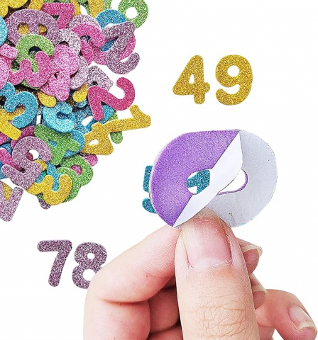 Stickere autoadezive cifre colorate glitter,hartie gumata,50 bucati/set [1]