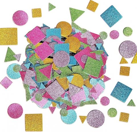 Produse art & craft-Lucru manual - Stickere autoadezive forme geometrice colorate glitter,hartie gumata,60 bucati/set