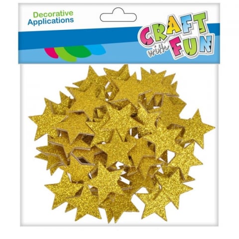 Accesorii art&craft - Stickere autoadezive stelute aurii glitter hartie gumata,60 bucati/set