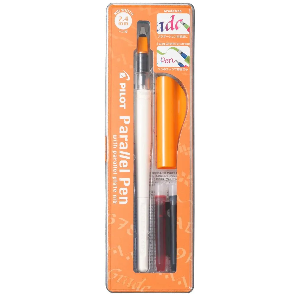 Papetarie & Birotica - Stilou caligrafie reincarcabil Parallel Pen Pilot 2.4 mm varf mediu,penita otel hiper-rezistenta,corp portocaliu