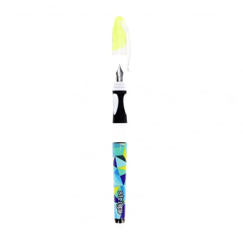 Stilou cu cerneala care se sterge+dispozitiv de curatare penita +2 rezerve cerneala,design galben [4]