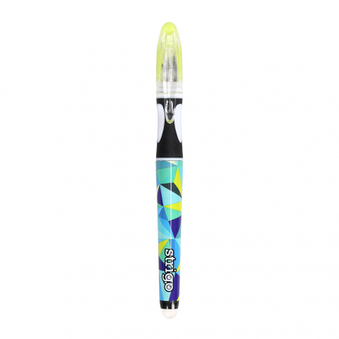 Stilou cu cerneala care se sterge+dispozitiv de curatare penita +2 rezerve cerneala,design galben [2]