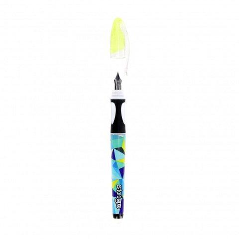 Stilou cu cerneala care se sterge+dispozitiv de curatare penita +2 rezerve cerneala,design galben [3]