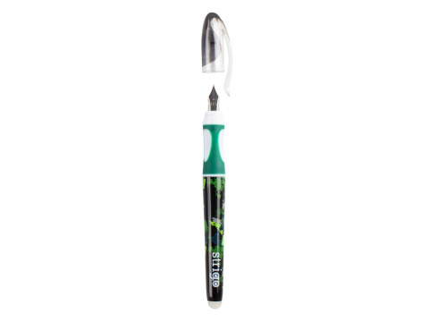 Stilou cu cerneala care se sterge+dispozitiv de curatare penita +2 rezerve cerneala,design verde [2]