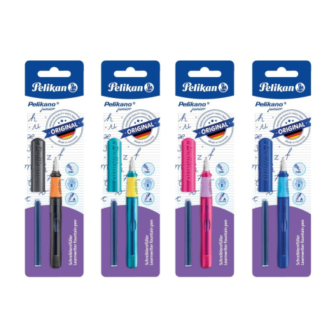 Stilou Pelikan Junior pentru incepatori, grip ergonomic, penita tip A,corp plastic, alimentare rezerve, diverse culori [0]