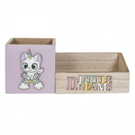 Suport din lemn pentru pixuri cu 2 sertare,unicorn 3d little dreams,23x9x9 cm [1]