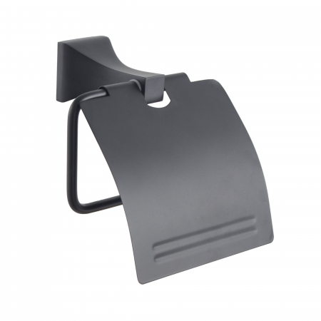 Articole Baie - Suport hartie igienica din metal, fixare prin gaurire, Negru mat, 8x8x4 cm