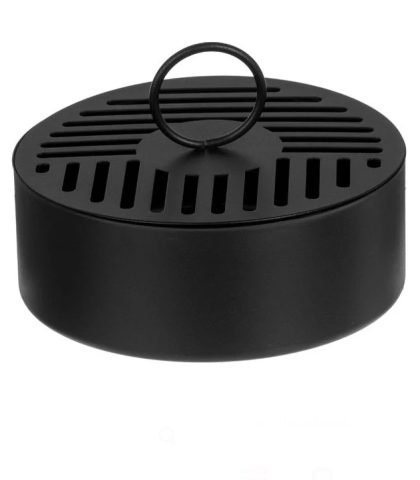 Casa si gradina - Suport metalic pentru spirala anti tantari, negru, Ø15x5.5 cm, cu capac