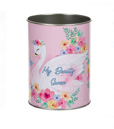 Papetarie & Birotica - Suport metalic Pink Swan pentru creioane/pixuri